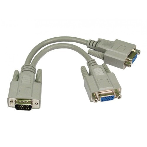 Cables Direct SVGA Splitter Cable, 20cm VGA cable 0.2 m VGA (D-Sub) 2 x VGA (D-Sub) Grey