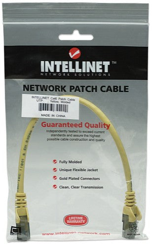 Intellinet Network Patch Cable, Cat6A, 30m, Yellow, Copper, S/FTP, LSOH / LSZH, PVC, RJ45, Gold Plated Contacts, Snagless, Booted, Lifetime Warranty