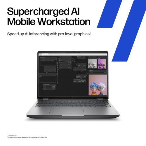 HP ZBook Fury G1i Data Science Intel Core Ultra 9 285HX Mobile workstation 40.6 cm (16") WUXGA 32 GB DDR5-SDRAM 1 TB SSD NVIDIA RTX PRO 2000 Blackwell Wi-Fi 7 (802.11be) Windows 11 Pro AI Workstation, AI PC Silver