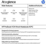 HP ProBook 4 G1i AI Intel Core Ultra 7 255U Laptop 35.6 cm (14") WUXGA 16 GB DDR5-SDRAM 512 GB SSD Wi-Fi 7 (802.11be) Windows 11 Pro AI PC Silver
