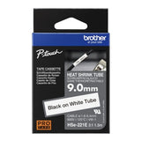 Brother HSE-221E Heat Shrink Tubes black on white 8,8mm x 1,5m for Brother P-Touch TZ 3.5-18mm HSE/24mm HSE/36mm HSE