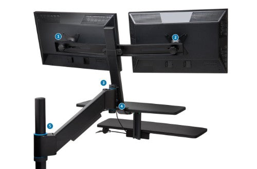 Kensington Dual Monitor Arm for SmartFit® Sit/Stand Workstation — (K55759WW)