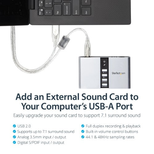 StarTech.com 7.1 USB Audio Adapter External Sound Card with SPDIF Digital Audio