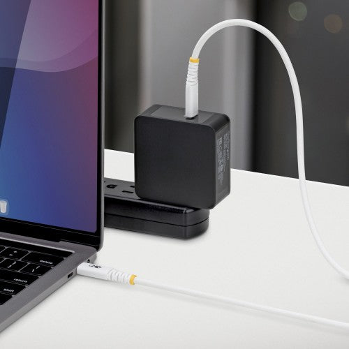StarTech.com 2m (6ft) USB-C Charging Cable, Durable and Ultra-Flexible, 240W (5A) PD EPR, USB 2.0 Laptop Charger Cable, USB-IF Certified, Rugged USB-C Charging Cord - White