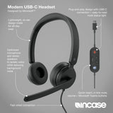Incase Designed by Microsoft Modern USB-C Headset Wired Head-band Office/Call center USB Type-C Black