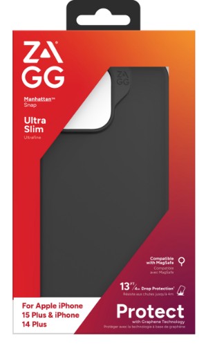 ZAGG Cases Manhattan Snap Apple iPhone 15 Plus/iPhone 14 Plus Black EN/FR