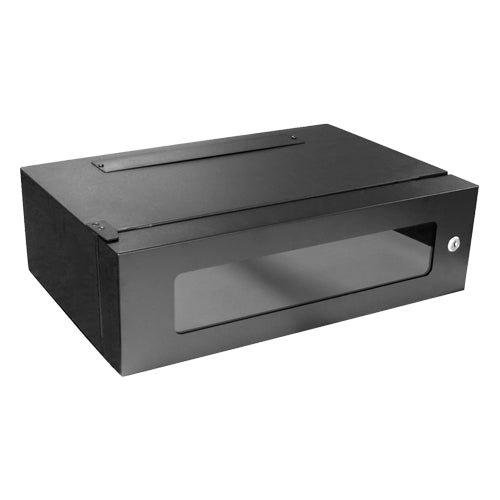 Cablenet 4u x 360mm Deep Lockable Wall Rack 19inch Black Glass Door  - Computer Components - Cablenet