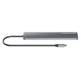 Manhattan USB-C Dock/Hub, Ports (x7): USB-A (x3) and USB-C (x4), with Power Delivery (PD) 100W- requires external USB-C charger (not included). USB powered (no external power supply required) when PD is not in use, Aluminium