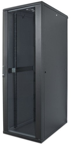 Intellinet 19" Network Cabinet - Free Standing, 36U, 800x800mm (width x depth), Black, Flatpack, Max 1500kg, Multi-Point Door Lock, One Lock Per Side Panel, Usable Depth 123 to 573mm, IP20 rated, Rack, Steel