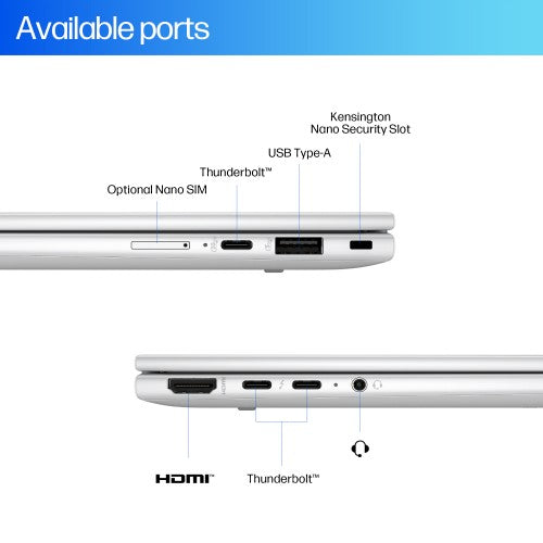 HP EliteBook X Flip G1i Next Gen AI PC Wolf Pro Security Edition Copilot+ PC Intel Core Ultra 7 258V Hybrid (2-in-1) 35.6 cm (14") Touchscreen 2.5K 32 GB LPDDR5x-SDRAM 1 TB SSD Wi-Fi 7 (802.11be) Windows 11 Pro Silver