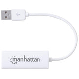 Manhattan USB-A Fast Ethernet Adapter, 10/100 Mbps Network, 480 Mbps (USB 2.0), Hi-Speed USB, RJ45, White, Three Year Warranty