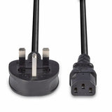 Lindy 1m UK 3 Pin Plug to IEC C13 Mains Power Cable, Black