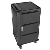 V7 30 Devices Schuko AC Charge Cart - Secure, Store and Charge Chromebooks, Notebooks and Tablets. Padded shelves with durable dividers, rubber casters, IEC 62368-1 Certified