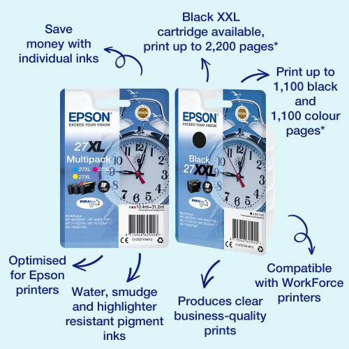 Epson C13T27154010/27XL Ink cartridge multi pack C,M,Y high-capacity, 3x1.1K pages 10,4ml Pack=3 for Epson WF 3620