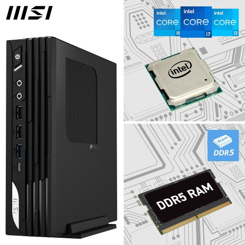 MSI PRO DP21 14M Intel Core 5 14400, Barebone, DP21 14M, SFF, Mini Computer, HTPC, (NO RAM, NO Storage, NO OS), Intel Graphics/DDR5/Dual HDMI/Dual LAN/WiFi 6E/BT 5.3