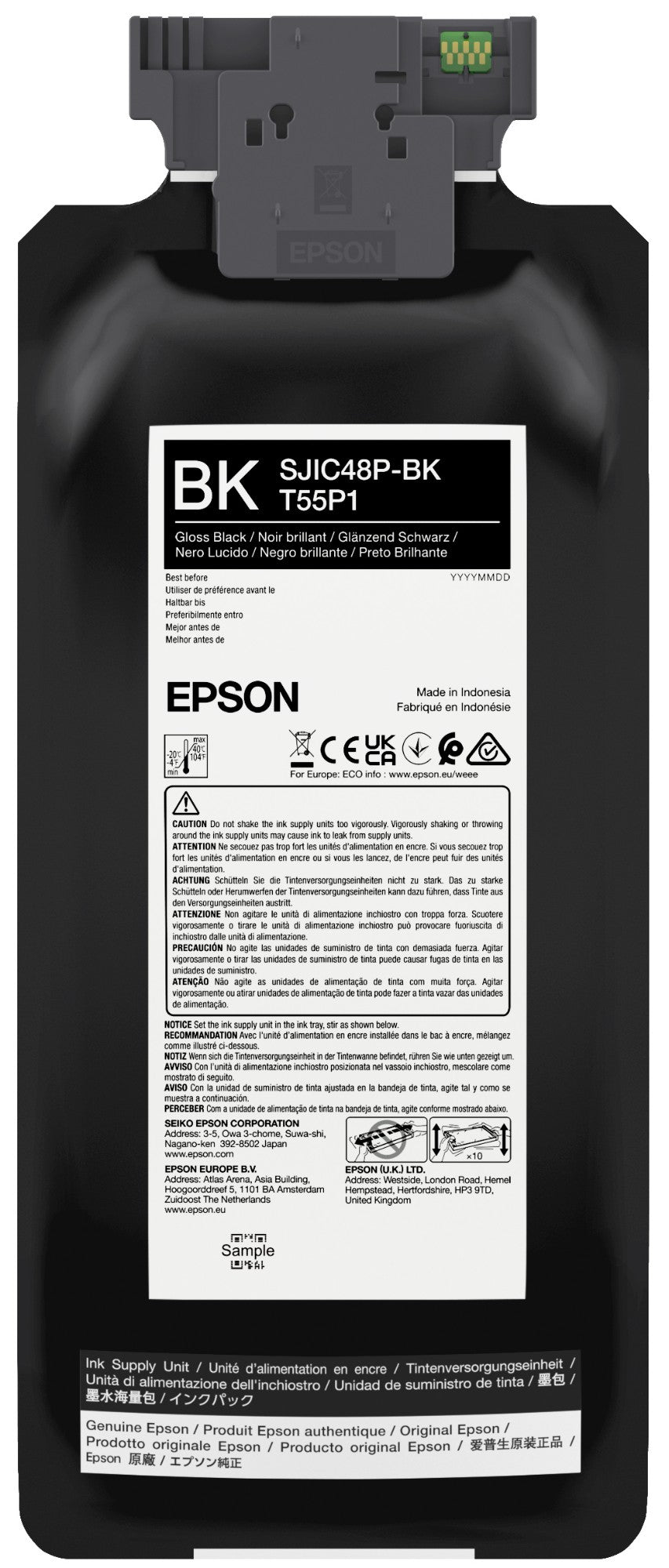 Epson C13T55P140/SJIC-48-P-BK Ink cartridge black 480ml for Epson ColorWorks C 8000 e BK