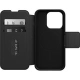 OtterBox Strada Series Folio MagSafe for iPhone 15 Pro, Shadow (Black)