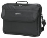 Manhattan Cambridge Laptop Bag 17.3", Clamshell Design, Black, LOW COST, Accessories Pocket, Document Compartment on Back, Shoulder Strap (removable), Equivalent to Targus CN418EU, Notebook Case, Three Year Warranty