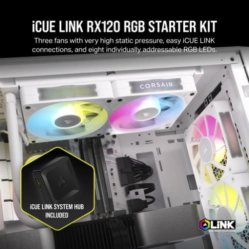 Corsair iCUE LINK RX120 RGB Computer case Fan 12 cm White 3 pc(s)