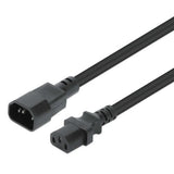Manhattan Power Cord/Cable, C14 Male to C13 Female (kettle lead), Monitor to CPU, 5m, 10A, Black, Lead, Lifetime Warranty