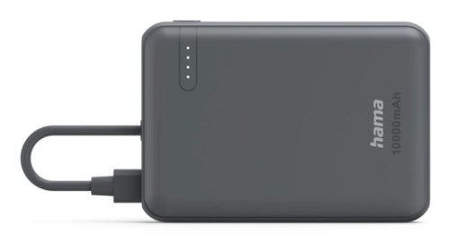 Hama “Travel” Power Pack with Cable, 10000mAh, 2 Outputs: 2x USB-C, anthracite