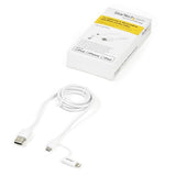 StarTech.com 1 m (3 ft.) 2 in 1 Charging Cable - USB to Lightning or Micro-USB for iPhone / iPad / iPod / Android - Apple MFi Certified - Multi Phone Charger - USB 2.0