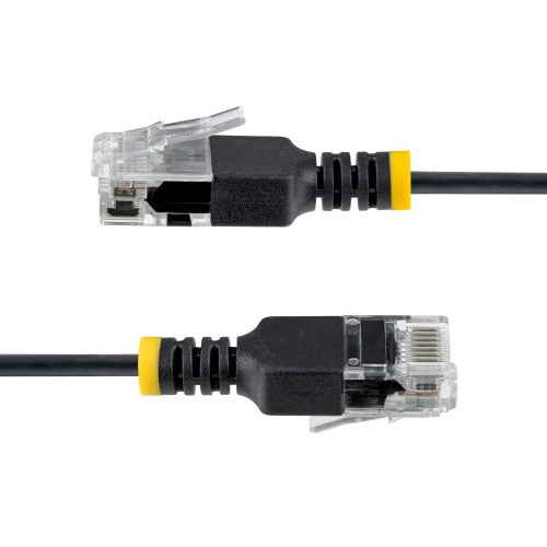 StarTech.com 1.5m Black Ultra Slim CAT6a Ethernet Cable, Snagless, UTP, Pure Bare Copper Wire, 34AWG Slim RJ45 Network Patch Cord, Individually Tested
