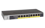 NETGEAR GS108LP Unmanaged Gigabit Ethernet (10/100/1000) Power over Ethernet (PoE) 1U Black, Grey