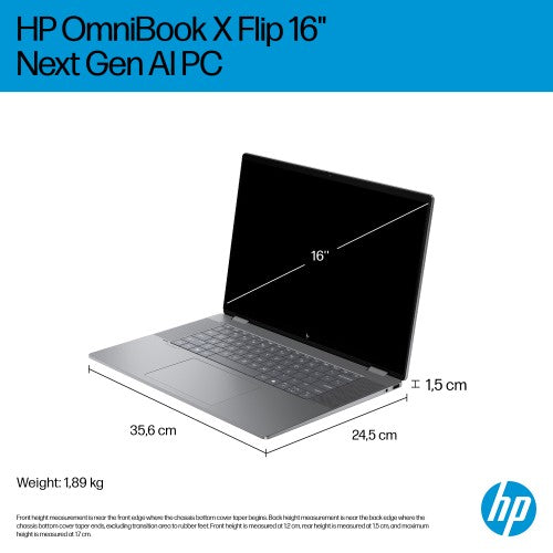 HP OmniBook X Flip Next Gen AI 16-ar0009na Copilot+ PC AMD Ryzen™ AI 5 340 Hybrid (2-in-1) 40.6 cm (16") Touchscreen 2K 16 GB LPDDR5x-SDRAM 1 TB SSD Wi-Fi 7 (802.11be) Windows 11 Home Silver
