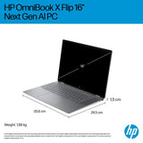 HP OmniBook X Flip Next Gen AI 16-ar0009na Copilot+ PC AMD Ryzen™ AI 5 340 Hybrid (2-in-1) 40.6 cm (16") Touchscreen 2K 16 GB LPDDR5x-SDRAM 1 TB SSD Wi-Fi 7 (802.11be) Windows 11 Home Silver
