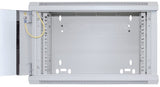 Intellinet 19" Network Cabinet - Wall Mount (Standard), 6U, 450mm Deep, Grey, Flatpack, Max 60kg, Suitable also for use on desk or floor, Usable Depth 260mm, Metal & Glass Door, Back Panel, Removeable Sides, Parts for wall install (eg screws/rawl plugs) n
