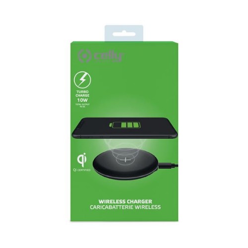Celly WLFASTFEELBK mobile device charger Smartphone Black USB Wireless charging Fast charging Indoor