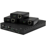 StarTech.com 3-Port HDBaseT Extender Kit with 3 Receivers - 1x3 HDMI over CAT5e Splitter - Up to 4K - TAA