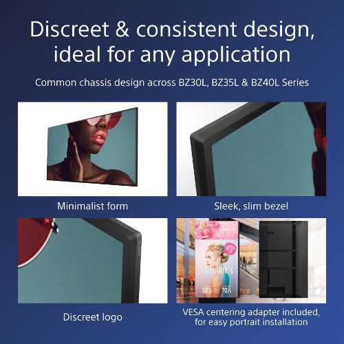 Sony FW-55BZ40L Signage Display Digital signage flat panel 139.7 cm (55") LCD Wi-Fi 700 cd/m² 4K Ultra HD Black Android 24/7