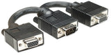 Manhattan SVGA Y Cable, HD15, 15cm, Male to Females, Splits an SVGA connection between two monitors, Compatible with VGA, Fully Shielded, Black, Lifetime Warranty