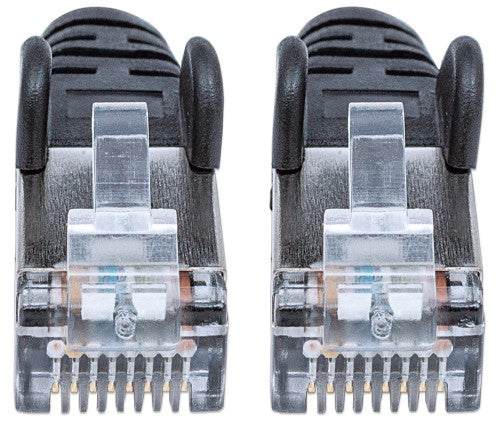Intellinet Network Patch Cable, Cat6, 1m, Black, Copper, S/FTP, LSOH / LSZH, PVC, RJ45, Gold Plated Contacts, Snagless, Booted, Lifetime Warranty