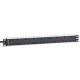 Intellinet 19" 1U PDU 7-way UK, Overload Protection, Rackmount, Power Distribution Unit, UK 3-pin outlets, 3m power cord, output
