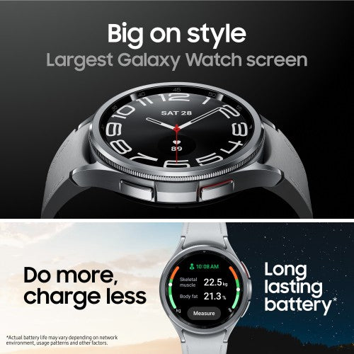 Samsung Galaxy Watch6 Classic SM-R965FZKAEUA smartwatch / sport watch 3.81 cm (1.5") OLED 47 mm Digital 480 x 480 pixels Touchscreen 4G Black Wi-Fi GPS (satellite)