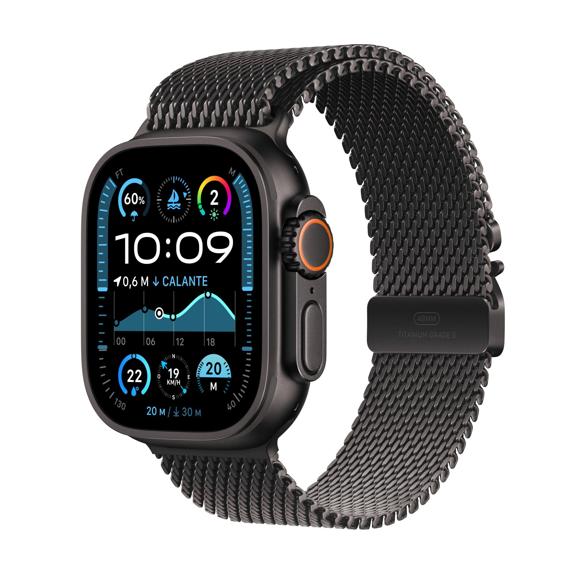 Watch Ultra 2 GPS + Cellular 49mm Black Titanium Case with Black Titanium Milanese Loop - M