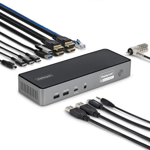 StarTech.com Triple-Monitor USB-C Docking Station, 140W Laptop Charging Dock for MacBook Pro and Windows, 4K 60Hz HDMI or DisplayPort, TAA