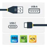 StarTech.com 3ft (1m) USB-A to USB-C Charging Cable, Right-Angled, Charge & Sync, 3A, USB 2.0 - USB Charging Cord