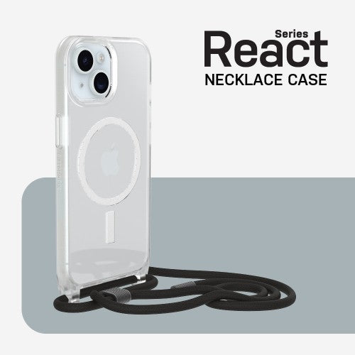 OtterBox React Series Necklace MagSafe for iPhone 15 with Strap, Clear