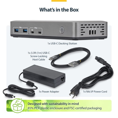 StarTech.com Dual-Monitor USB-C Docking Station, HDMI, 4K 60Hz, 100W Laptop Charging, 1GbE, Driverless, Multi-Monitor Dock For Windows