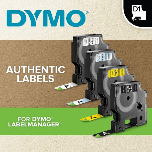 Dymo 1978364 DirectLabel-etikettes black on white Vinyl 12mm x 5,5mm for Dymo D1 6-12mm/19mm/24mm/9-12mm/9-19mm