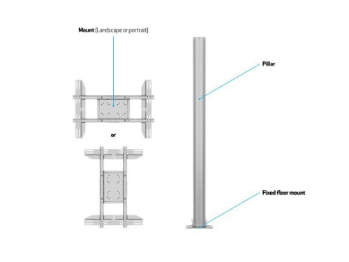 Multibrackets M Display Stand 180 Single Silver w, Floormount