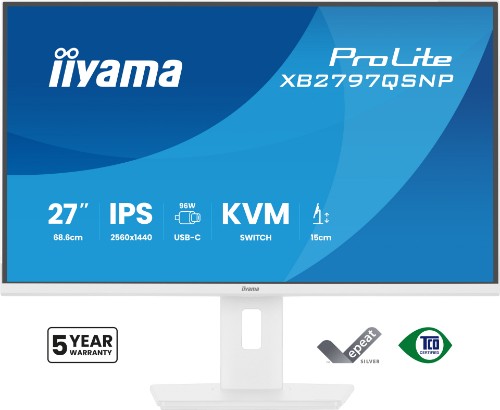 iiyama ProLite XB2797QSNP-W1 27" IPS LCD computer monitor 68.6 cm (27") 2560 x 1440 pixels Quad HD White