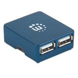 Manhattan USB-A 4-Port Micro Hub, 4x USB-A Ports, Blue, 480 Mbps (USB 2.0), USB powered (no external power supply required), Hi-Speed USB, Three Year Warranty, Equivalent to ST4200MINI2