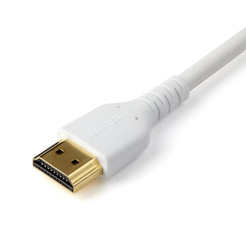 StarTech.com 6ft (2m) Slim HDMI 2.0 Cable, Flexible Premium Certified HDMI Cord with Ethernet, UHD 4K 60Hz HDR10, Durable Aramid Fiber Design with TPE Jacket, White