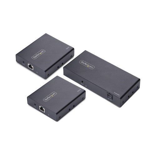 StarTech.com 2-Port HDMI Extender and Splitter Over CAT6, 4K 60Hz, Up to 230ft (70m), 1x2 HDMI over Ethernet Distribution Kit with IR and Power Over Cable