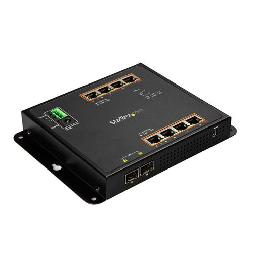 StarTech.com Industrial 8 Port Gigabit PoE+ Switch w/2 SFP MSA Slots - 30W - Layer/L2 Switch Hardened GbE Managed - Rugged High Power Gigabit Ethernet Network Switch IP-30/-40 C to 75 C